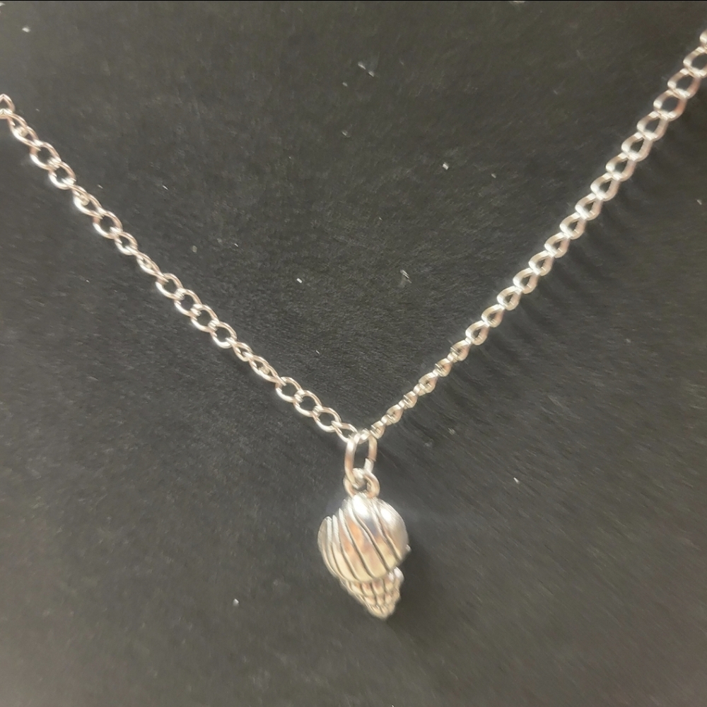 Silver and Silver Sea Shell Charm Necklace